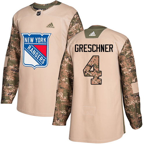 Adidas Rangers #4 Ron Greschner Camo Authentic Veterans Day Stitched NHL Jersey - Click Image to Close